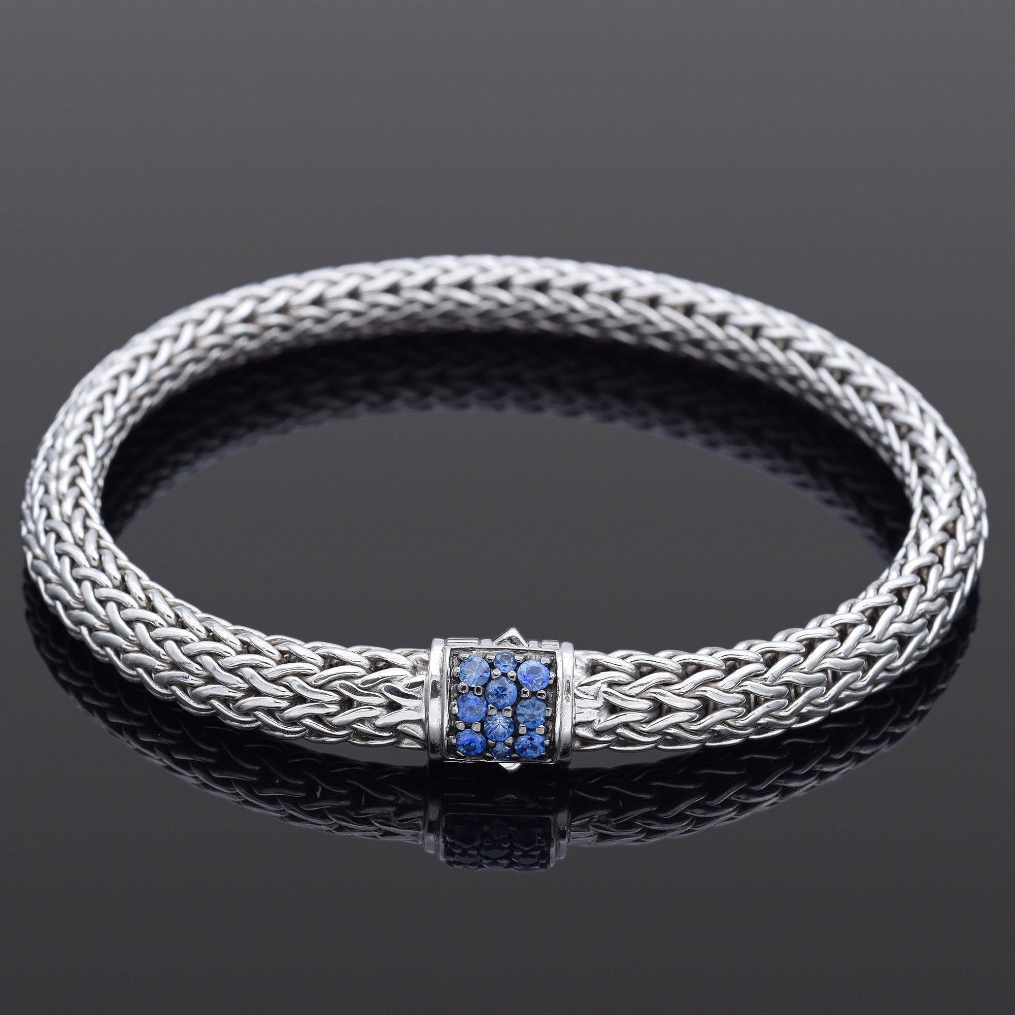 John Hardy Sterling Silver Sapphire Classic Chain 6.5 mm Bracelet