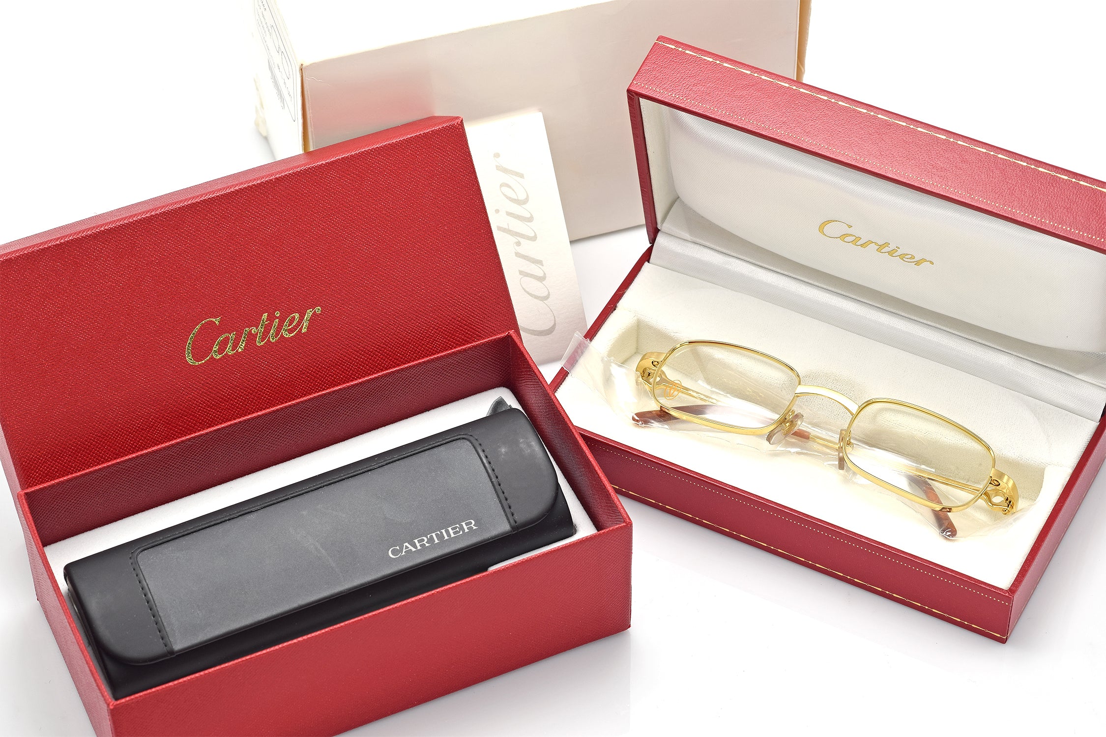 Vintage Cartier Brossee T8100430 18K Gold Eyeglasses Boxes Papers  48-21-135mm