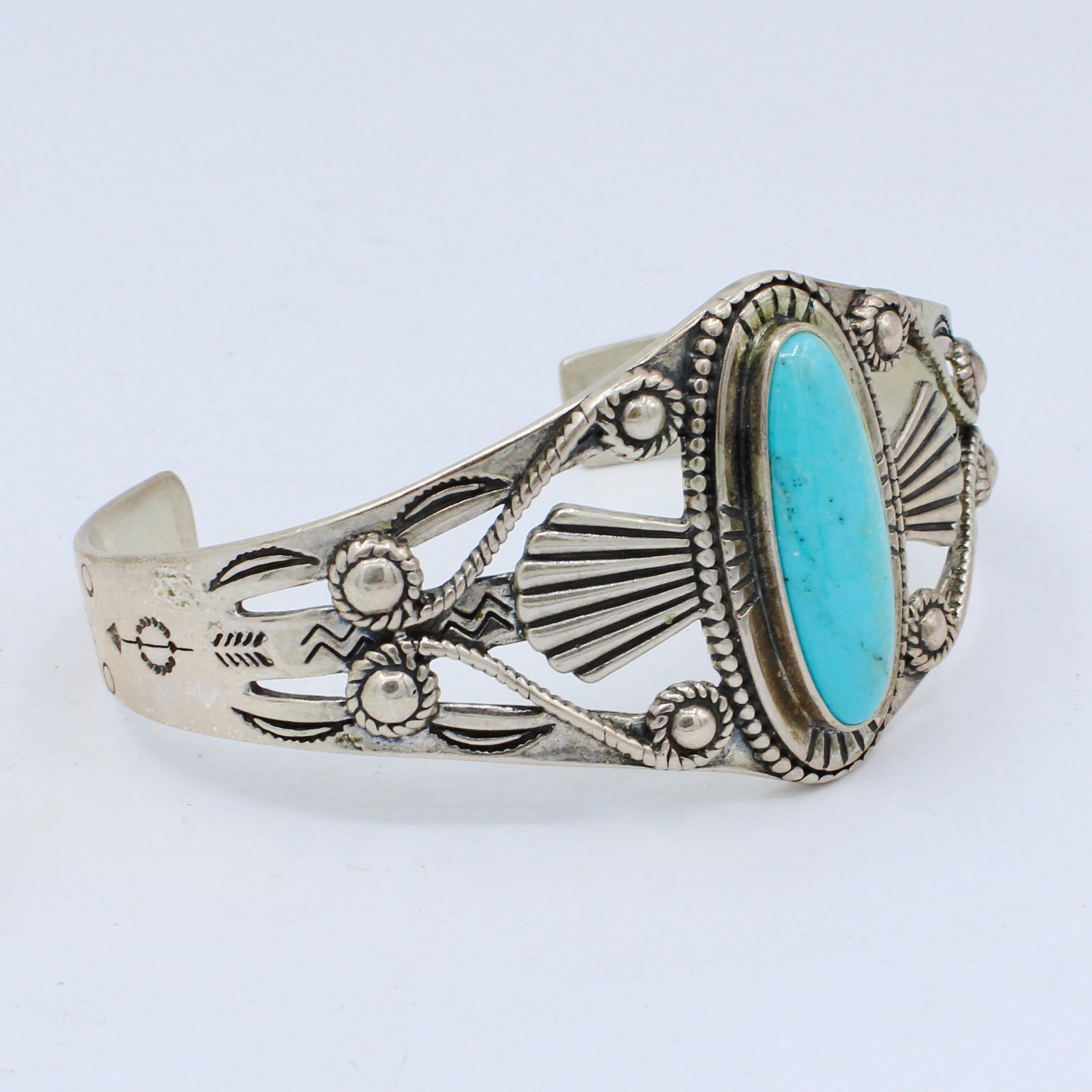 Vintage Sterling Silver Turquoise Cuff Bracelet