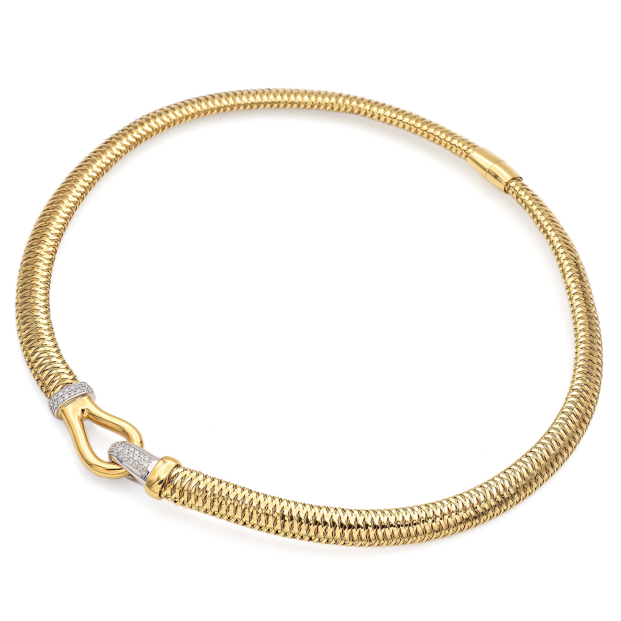 Roberto Coin 18K Yellow Gold Diamond Primavera Weave Stretch Choker Necklace