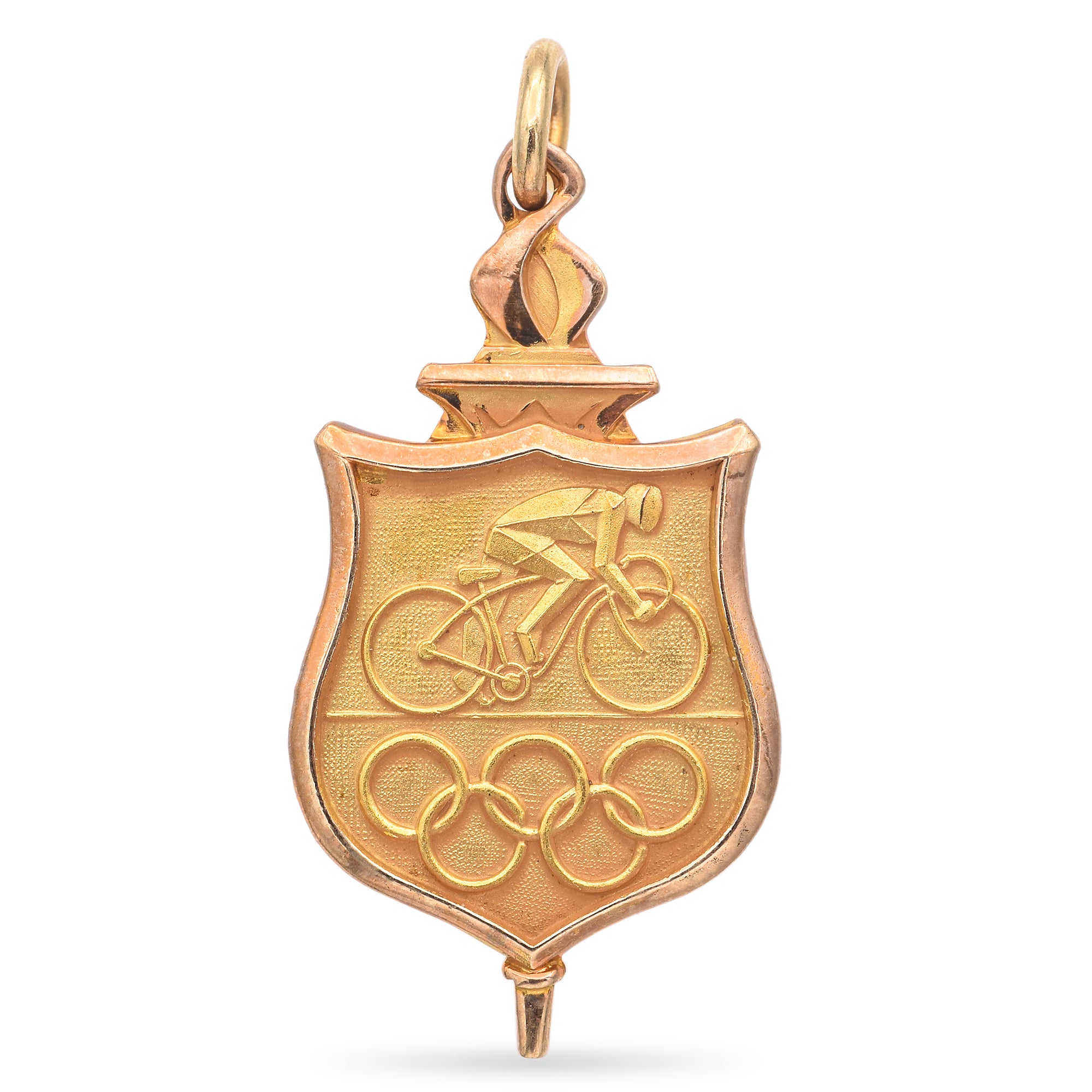 Vintage 10K Yellow Gold Olympics Cyclist Metal Charm Pendant