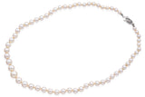 Vintage 12K White Gold Pearl & Diamond Beaded Strand Necklace 17 Inches