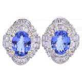 18K White Gold Tanzanite and 1.56 TCW Diamond Omega-Back Earrings