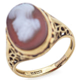 Vintage 14K Yellow Gold Hardstone Cameo Cocktail Ring Size 5