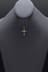 Vintage Marcasite 8K Yellow Gold Cross Pendant