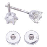 Vintage 14K White Gold 0.88 TCW Diamond Round Screw-Back Stud Earrings