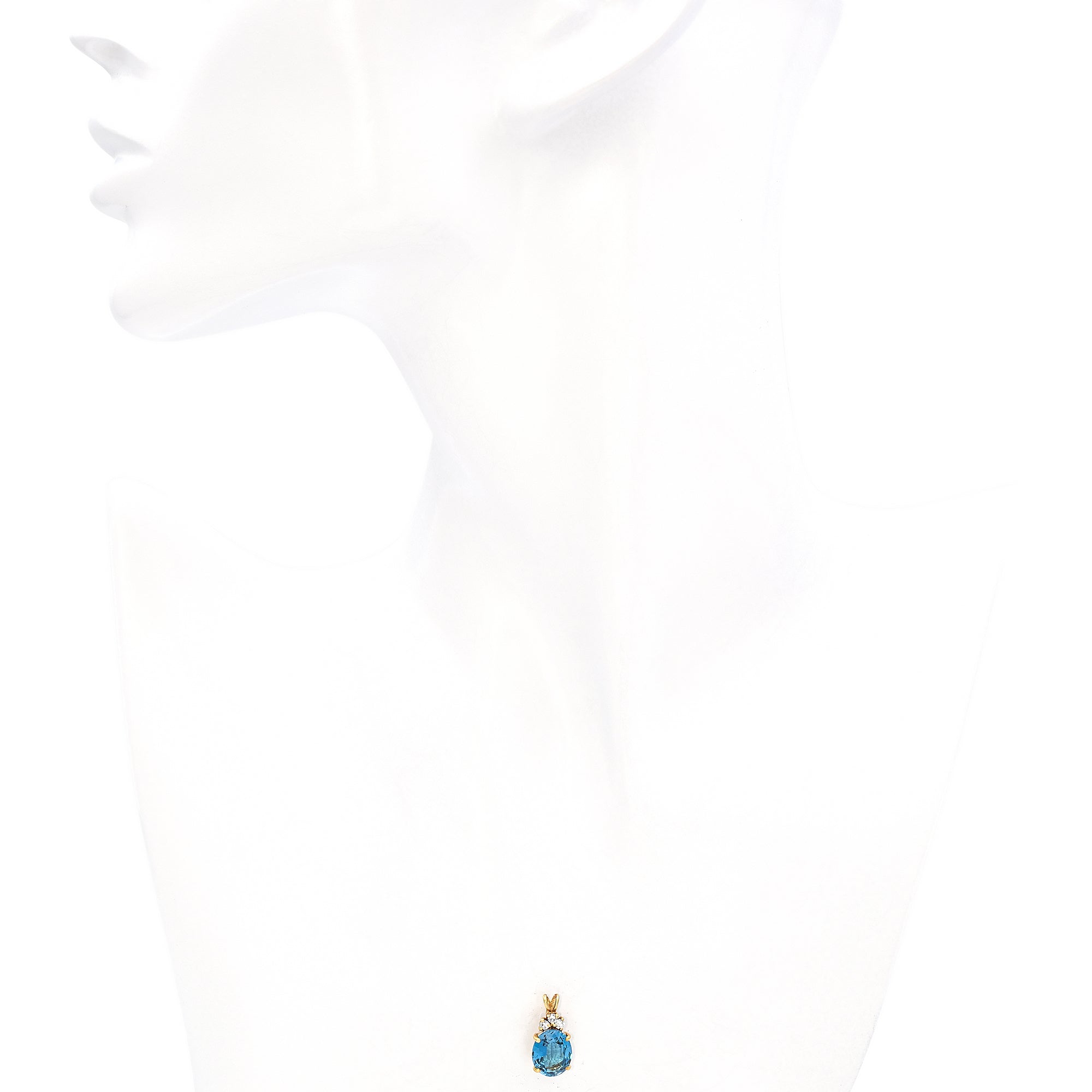 14K Yellow Gold 2.56 Ct London Blue Topaz & Diamond Pendant