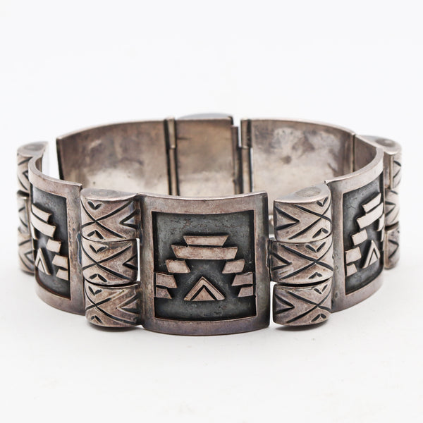 Vintage Victoria Mexico Taxco Sterling Silver Hinged Bracelet