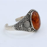 Baltic Amber Adjustable Cuff Bracelet in Sterling Silver