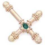 Vintage 14K Yellow Gold 1.22 Ct Emerald Cross Pendant