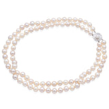 Vintage 14K White Gold Pearl Beaded Double-Strand Necklace 16 Inches