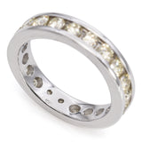 14K White Gold 1.45 TCW Champagne Diamond Channel Set Eternity Wedding Band