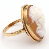 Antique 14K Yellow Gold Carved Shell Cameo Ring, Size 6