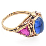 Vintage 14K Yellow Gold 4.06 Ct Lab Sapphire & Ruby Band Ring Size 6