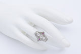 Antique Art Deco 18K White Gold 0.27 TCW Old Euro Diamond & Lab Ruby Ring Size 5