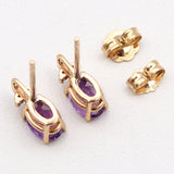 10K Yellow Gold Amethyst Diamond Stud Earrings