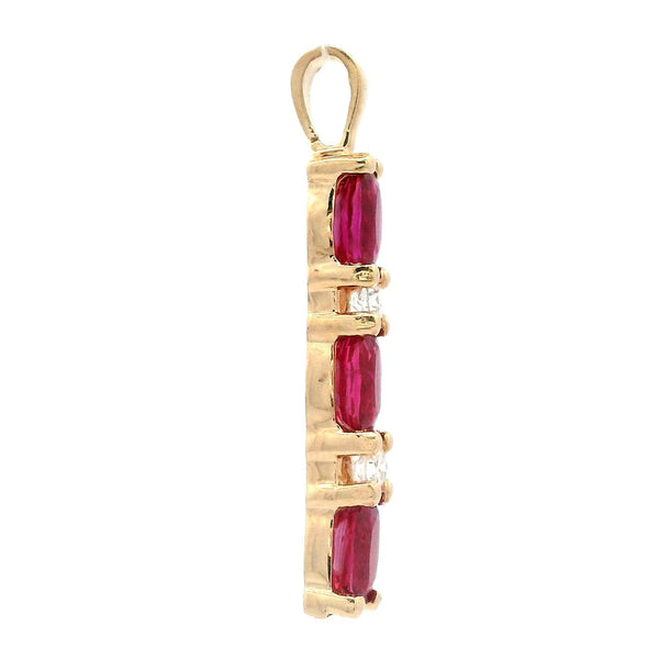 Estate 14K Yellow Gold 0.60 TCW Ruby & 0.16 TCW Diamond Pendant