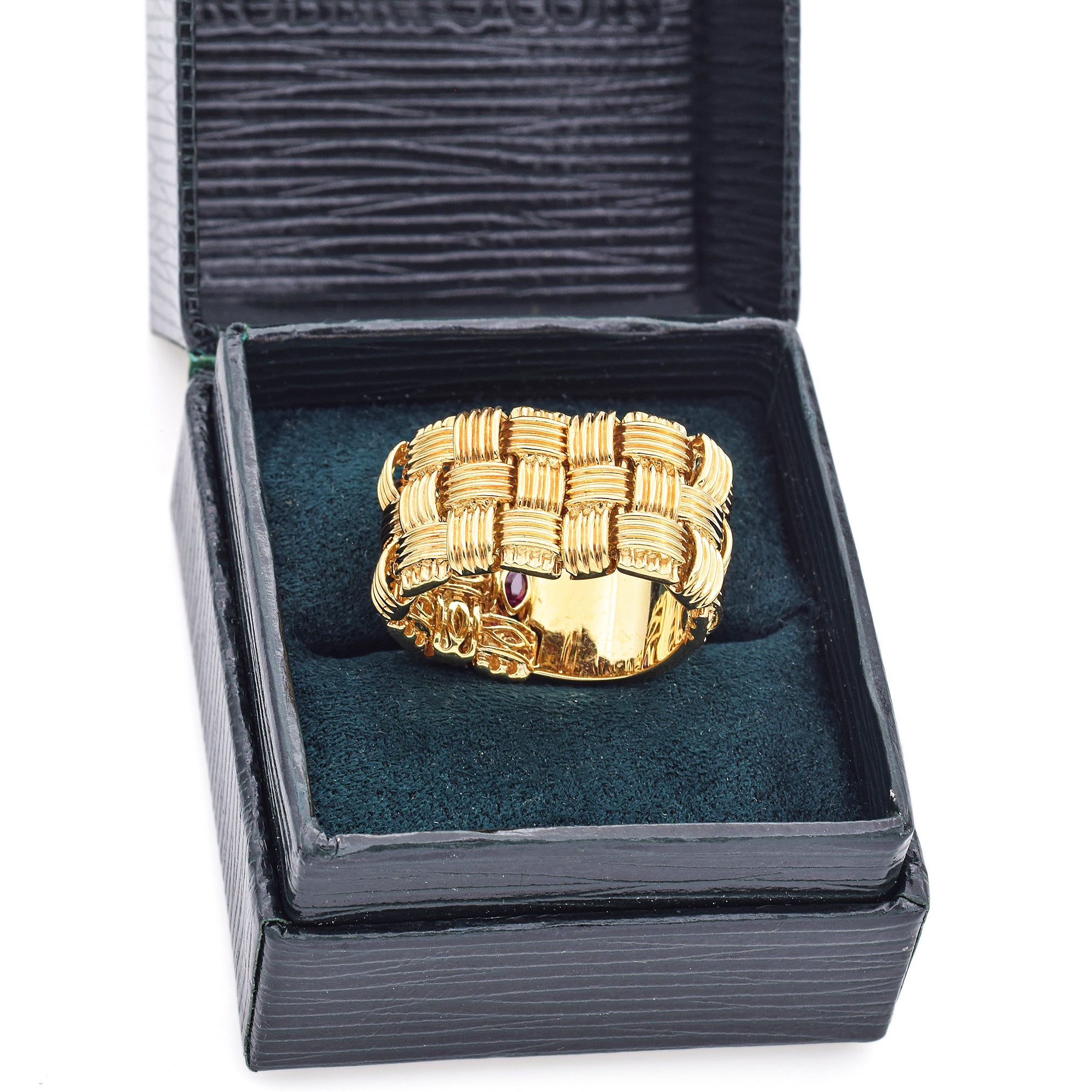 Roberto Coin Appassionata 18K Yellow Gold Flexible Woven Band Ring with Box