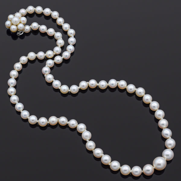 Vintage 14K White Gold 4-8 mm Pearl Beaded Strand Necklace 16.5 Inches