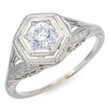 Antique Art Deco 14K White Gold 0.47 Ct Old Euro Diamond Band Ring Size 6