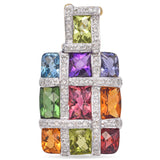 Bellarri Mosaic 18K Yellow Gold and Diamond Multi Gemstone Pendant