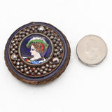 Antique Hand-painted Enamel French Portrait Ornate Compact Mirror