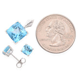 Estate 14K White Gold Swiss Blue Topaz Stud Earrings and Pendant Set