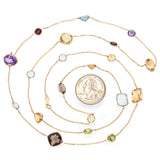 14K Yellow Gold Multi Gemstone Station Necklace 36 Inch