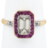 GIA 1.02Ct Emerald Cut Fancy Light Brownish Yellow SI2 Ctr Diamond 18K Gold Ring