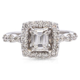 18K White Gold Emerald Cut 1.0 TCW Diamond Halo Engagement Ring