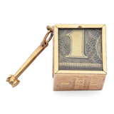 Vintage 14K Yellow Gold Mad Money Cube Charm Pendant