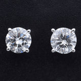 14K White Gold 0.80 TCW Natural Diamond Round Stud Earrings 4.6 mm