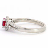 Estate 14K White Gold Ruby & 0.24 TCW Diamond Band Ring, Size 7