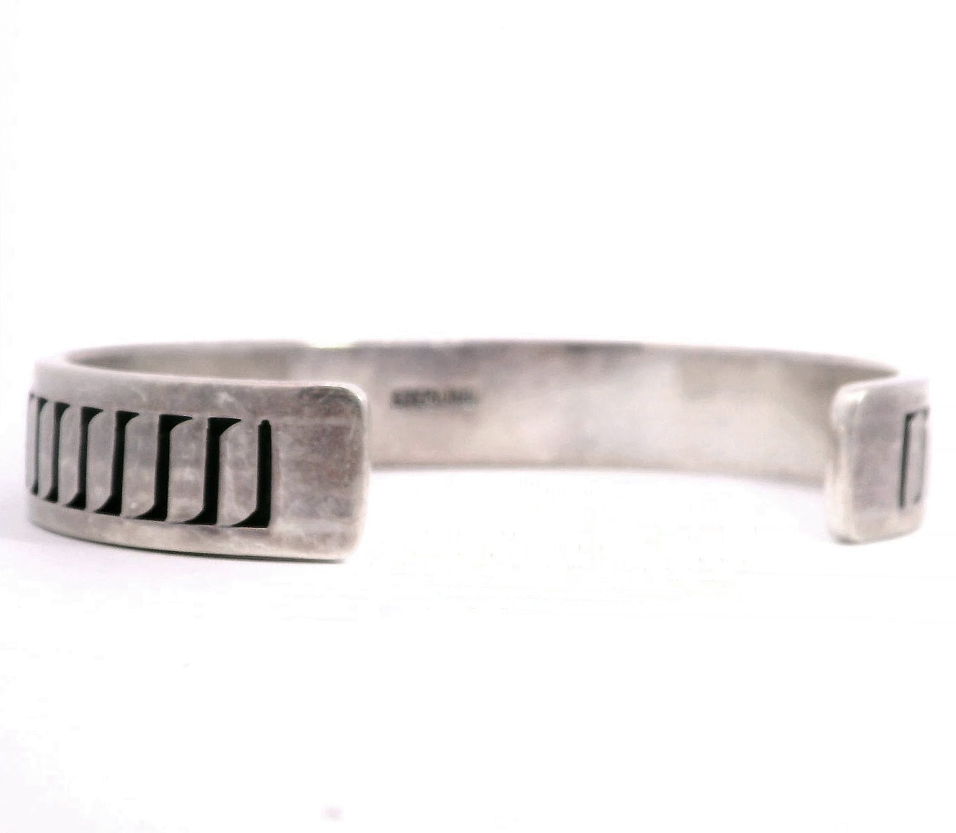 Vintage Signed A.Lee Navajo Southwestern Sterling Silver Cuff Bracelet, 7"