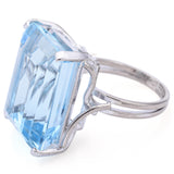 Estate 13K White Gold & Palladium Alloy 22.61Ct Aquamarine Cocktail Ring Size 6