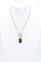 Antique GF Onyx & Garnet Intaglio Pendant on 14K Gold Chain