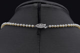 Vintage 10K White Gold Sea Pearl & Diamond Clasp Beaded Strand Necklace 21.25"