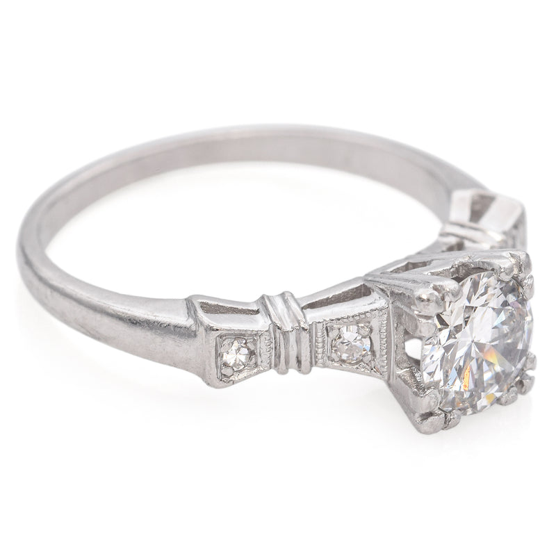 Vintage Art Deco Platinum 0.79 TCW Diamond Engagement Ring