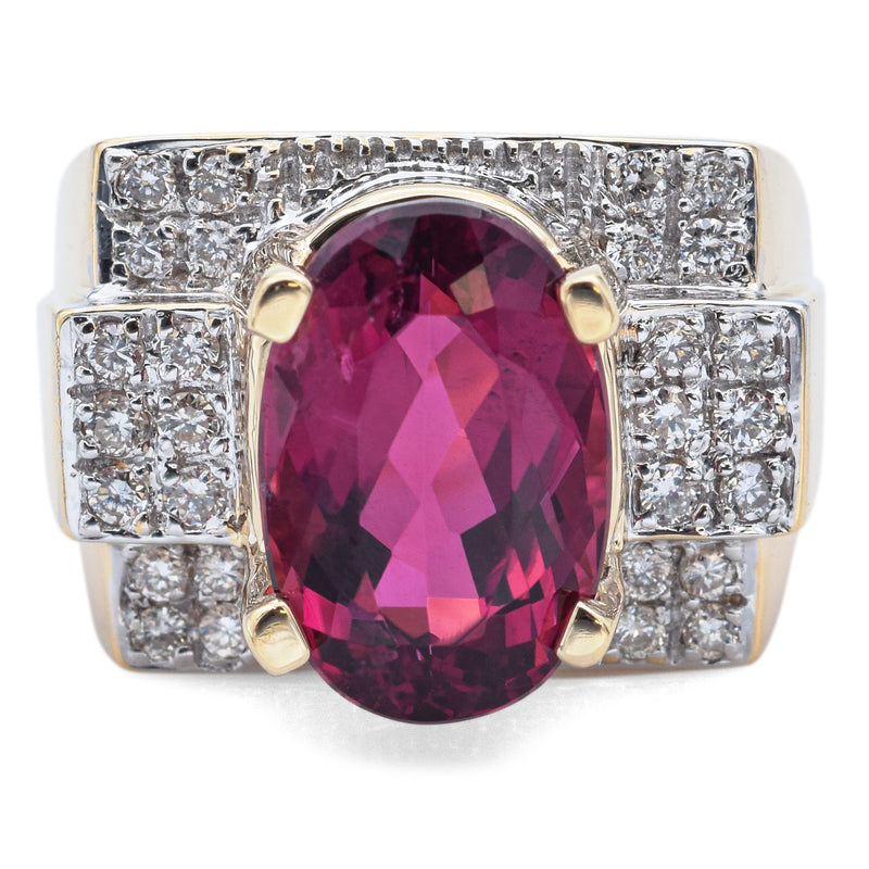 Laura Ramsey 14K Yellow Gold 5.91Ct Rubellite Tourmaline, 0.56TCW Diamond Ring