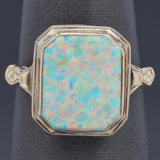 Antique Mounting with New Lab Opal 10K Yellow Gold Cocktail Ring Size 6.25