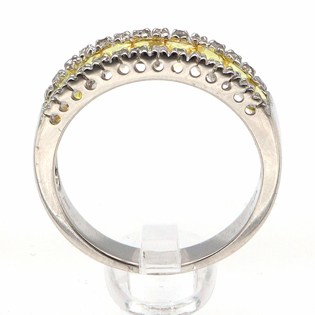 10K White Gold Lemon Topaz Diamond Ring Size 7