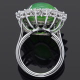 Vintage 11.75Ct Green Jade & 1.67 TCW Diamond Platinum & Palladium Cocktail Ring