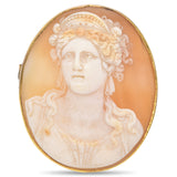 Antique 9K Yellow Gold Cameo Hera Brooch