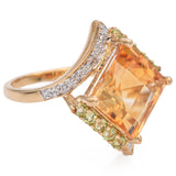 14K Yellow Gold Citrine, Tourmaline, Diamond Ring