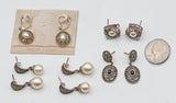 Lot of 5 Judith Jack Sterling Silver Multi-Stone Earrings 45 Grams