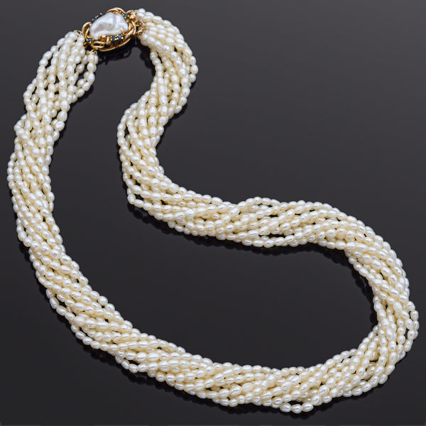 Multi strand deals seed pearl necklace