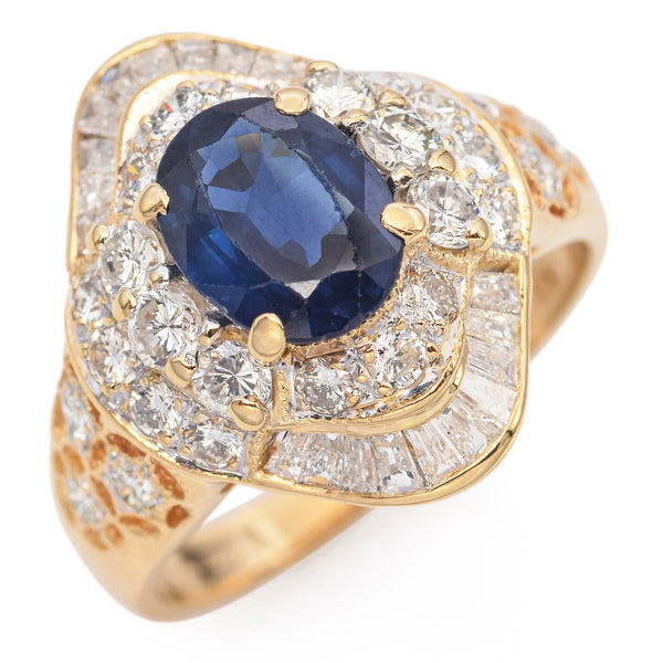 18K Yellow Gold 1.65 Ct. Sapphire and Diamond Ring