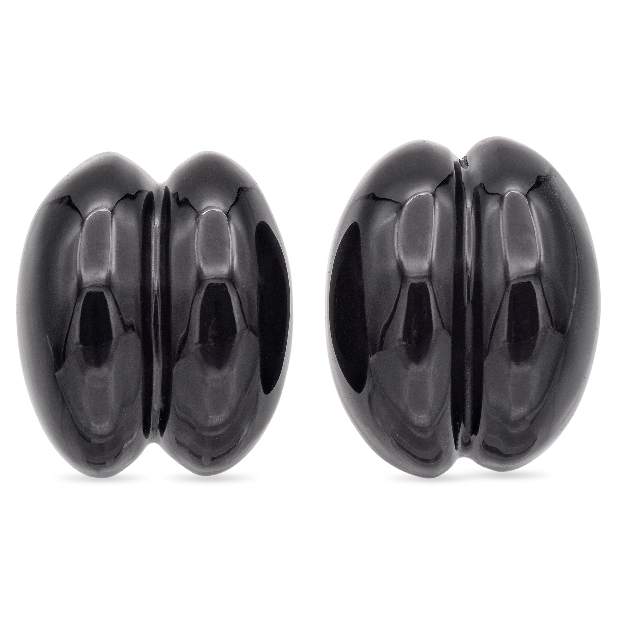 Onyx Sterling Silver Omega Back Clip On Earrings