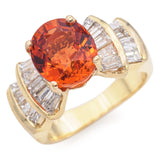 14K Yellow Gold 3.45 Ct. Spessartine Garnet and Diamond Ring