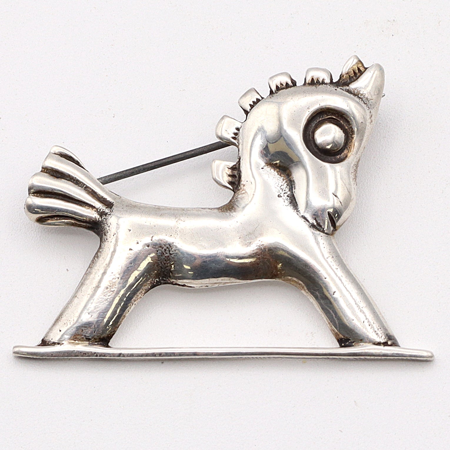 Vintage Sterling Silver Toy Horse Brooch Pin